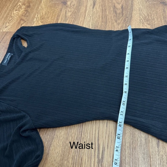 Naked Wardrobe Black Asymmetrical One Sleeve Ribbed Bodycon Maxi Dress Size 1 - Picture 9 of 10